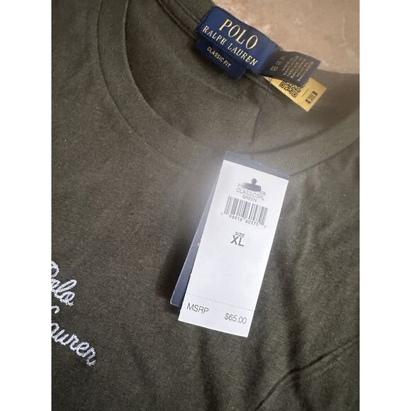 NWT Polo Ralph Lauren XL Basic Cotton Logo Tee T Shirt Green Classic Fit - Picture 6 of 10